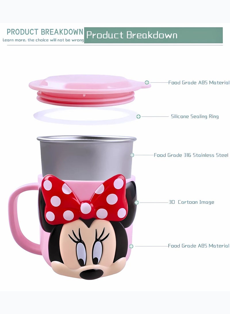 ديزني كوب ميني ماوس للأطفال – بطانة خارجية متينة من الفولاذ المقاوم للصدأ، معزولة بغطاء مقاوم للانسكاب - Image 4