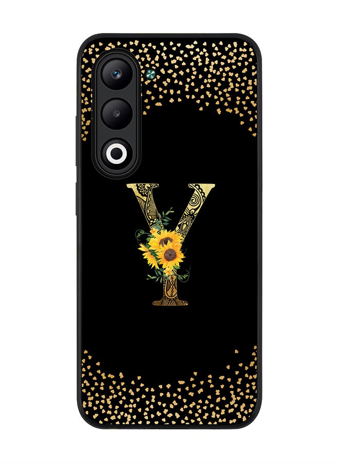 For Oppo A5 5G / A5 4G Case,Slim fit Camera Protection, Shockproof Thin Phone cover  - Custom Floral Monogram - Y ( Black )