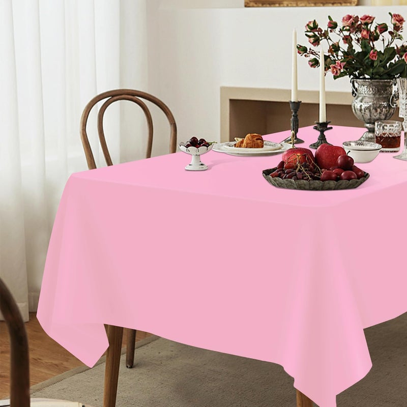 YSYJ 3 Pack Pink Plastic Tablecloth Disposable Rectangular Table Cloth 54 x 108 Inch Table Cover for Parties - Image 5