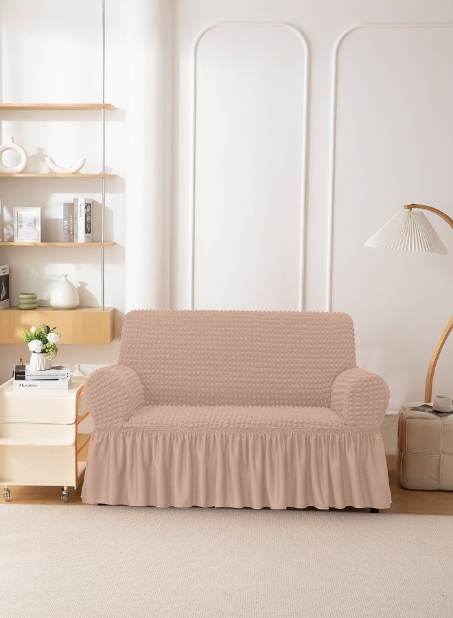 ايست من نون غطاء أريكة فقاعات 3D قابل للتمدد، قماش ناعم - رائع لحماية الأثاث - مقعدين (140-180 سم) - لون كاكي - Image 1