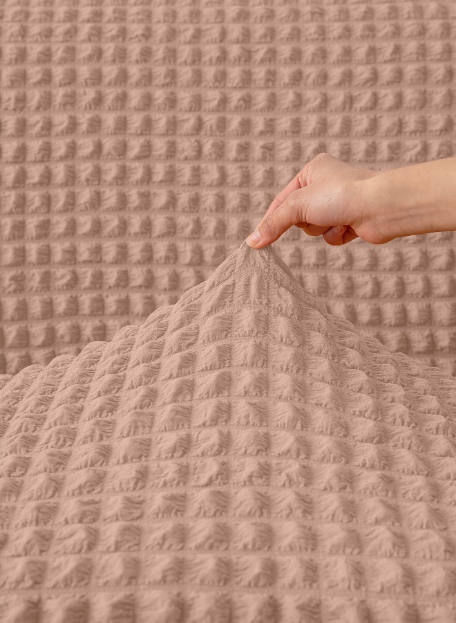 ايست من نون غطاء أريكة فقاعات 3D قابل للتمدد، قماش ناعم - رائع لحماية الأثاث - مقعدين (140-180 سم) - لون كاكي - Image 3