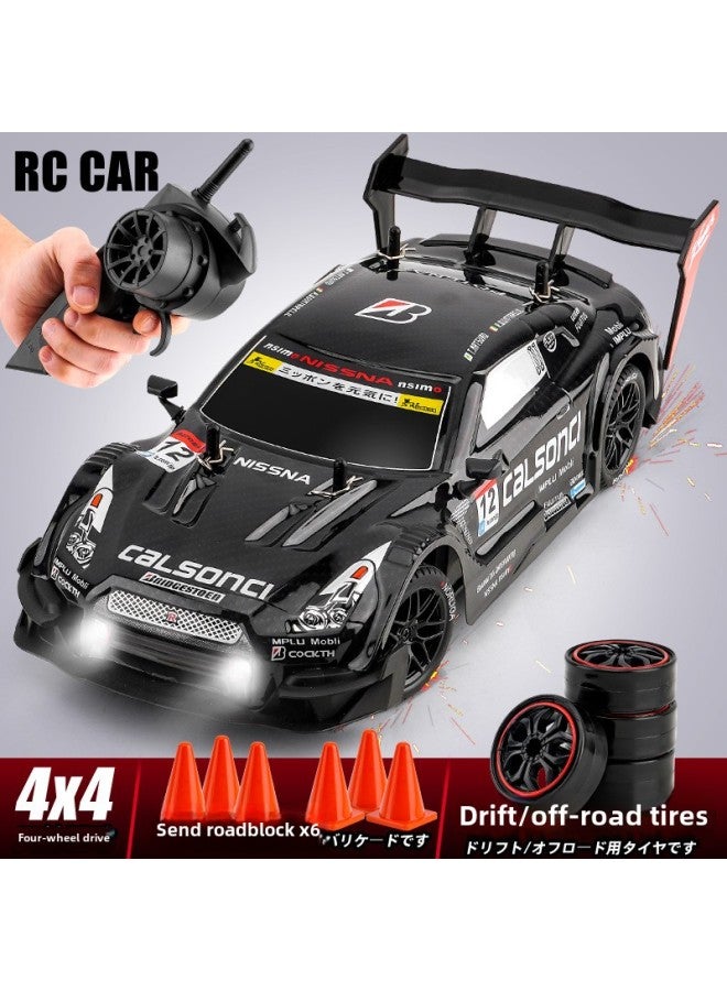RC1:14 4-wheel Drive Remote Control High-speed Drift Car GTR Sports Car Light Boy Toy Remote Control Racing Car-Color:1:14 Red Wild Horse-Scale:Single Battery Version  - Image 2
