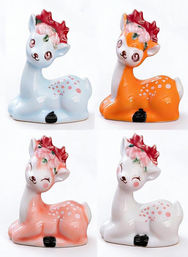 Vay Forwarg Cute Sika Deer Ceramic Utensil Rest Set of 4 – Chopstick Rest and Spoon Holder, Perfect for Christmas Gifts, Kitchen and Dining Table Decoration - Image 1