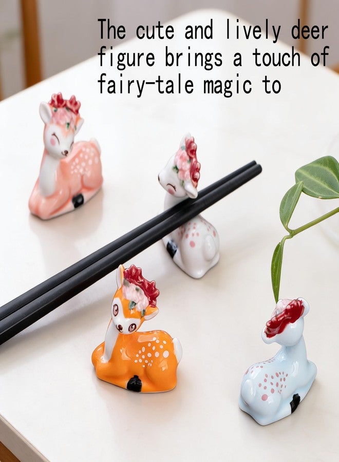 Vay Forwarg Cute Sika Deer Ceramic Utensil Rest Set of 4 – Chopstick Rest and Spoon Holder, Perfect for Christmas Gifts, Kitchen and Dining Table Decoration - Image 3