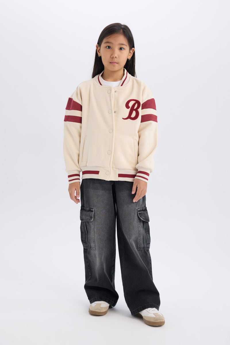 DeFacto Girl Printed College Colla Bomber Jacket - Image 4