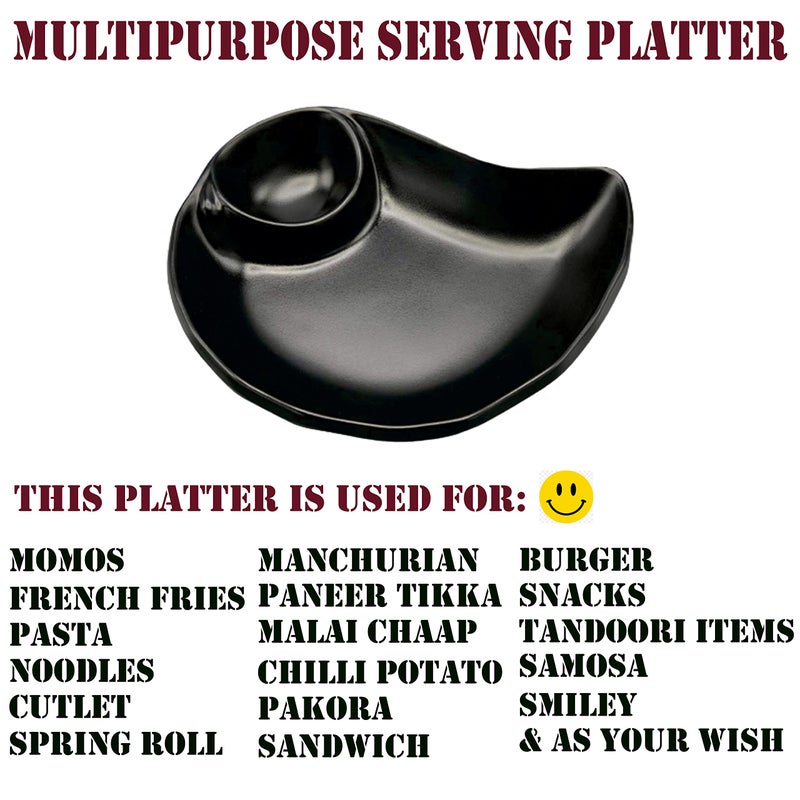 ZIDO Pack of 4 Multi-Purpose Serving Platter for All Types of Snacks Like Noodles, Spring Roll, Pasta, French Fries, Chilly Potato, Momos, Burger, Paneer Tikka, Tandoori Items and as Your Wish. - Image 3