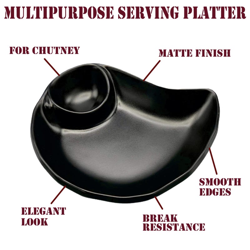 ZIDO Pack of 4 Multi-Purpose Serving Platter for All Types of Snacks Like Noodles, Spring Roll, Pasta, French Fries, Chilly Potato, Momos, Burger, Paneer Tikka, Tandoori Items and as Your Wish. - Image 4