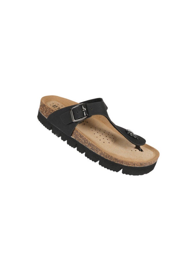 BiOCHIC - Biochic Ladies Slim Thong Sandals Wedge 012-466 6830-Black - Image 1