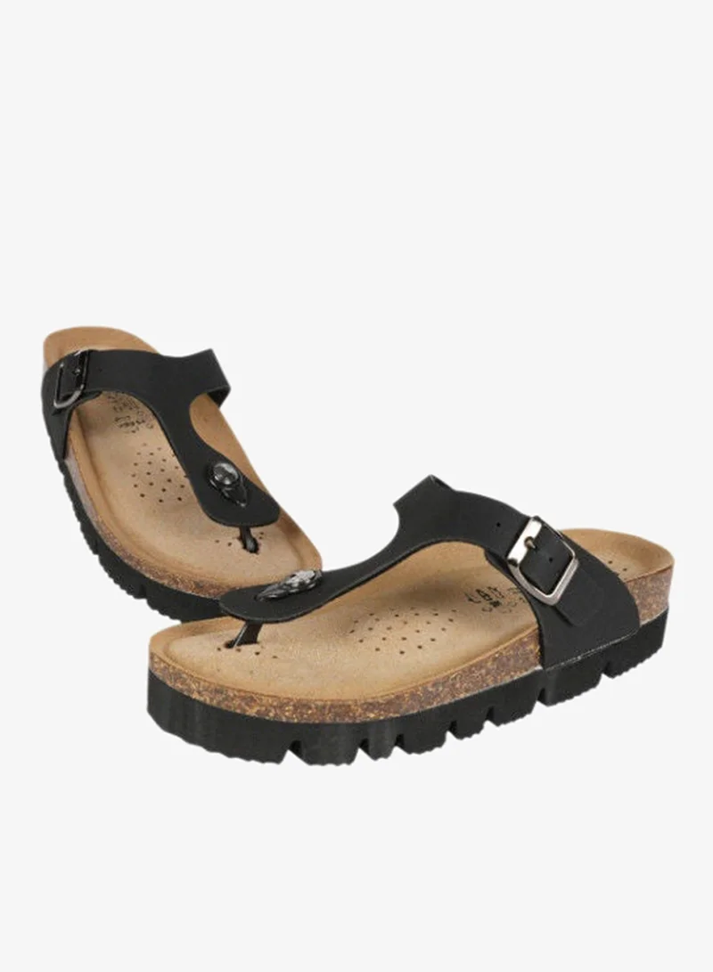 BiOCHIC Biochic Ladies Slim Thong Sandals Wedge 012-466 6830-Black