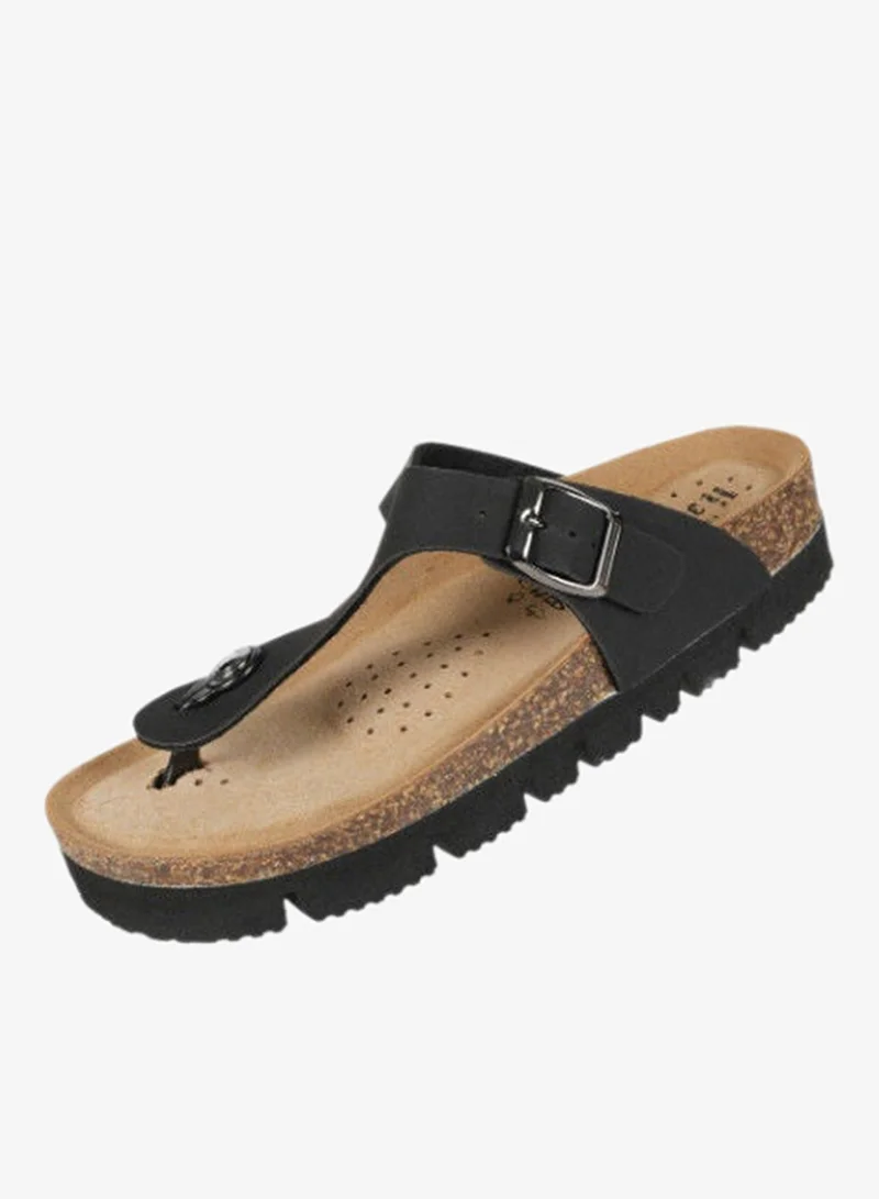 Biochic Black Biochic Ladies Slim Thong Sandals Wedge 012-466 6830-Black for Women | Best Price UAE