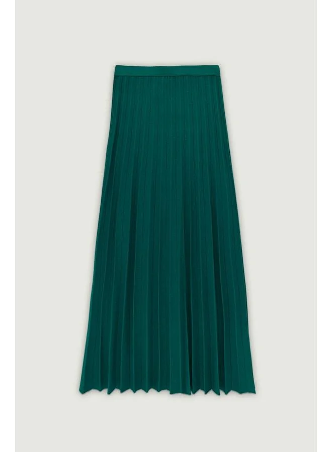 Mısırlı 1951 Dark Turquoise Pleated Long Skirt