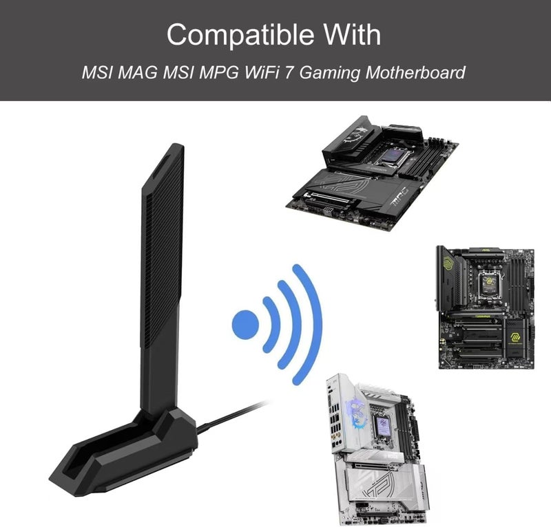 slinkdsco WiFi 7 Gaming Motherboard Magnetic Base Replacement Antenna for MSI MAG X870 Z890 Tomahawk/MSI MPG X870E Carbon / X870E Edge / B850 / B850-P Series WiFi 7 Gaming Motherboard, Slinkdsco - Image 5