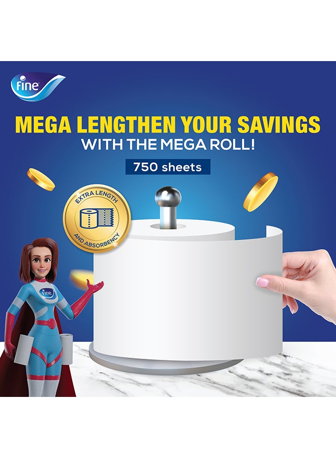 Fine Sterilized Kitchen Towel Mega Roll, 2 Ply, 750 Sheets White - Image 2