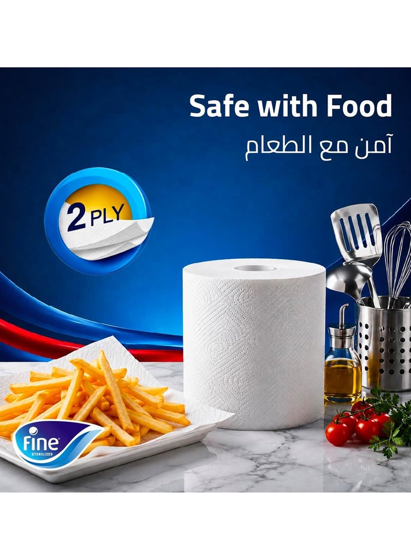 فاين فوط مطبخ معقمة ميجا رول، طبقتين، 750 ورقة - Image 4