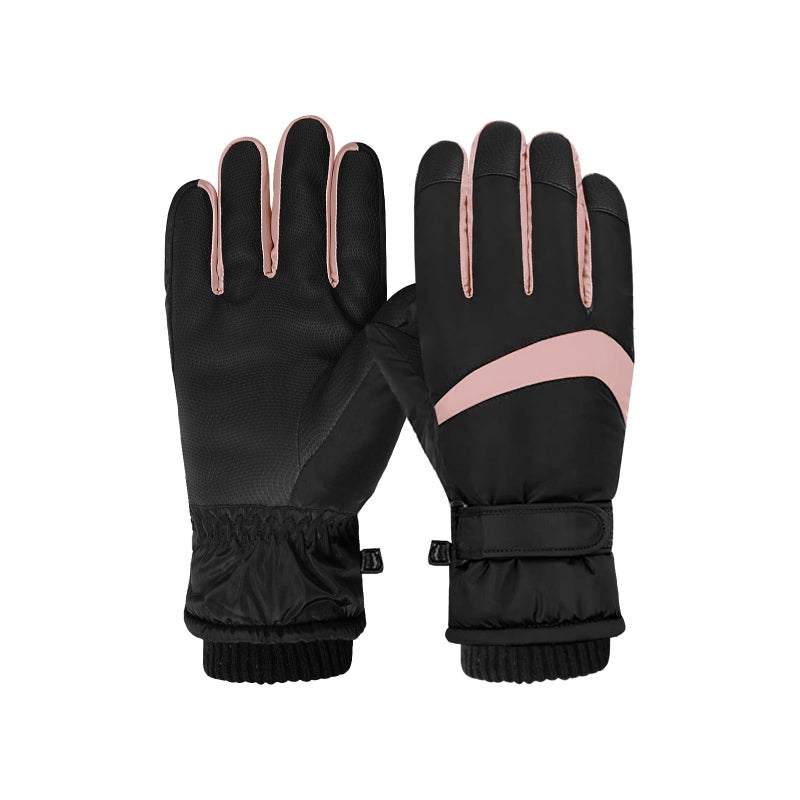 Feelorna Women Ski Gloves Windproof Thermal Touchscreen Gloves Waterproof Surface and Fleece Lined Winter Warm Glove for Skiing Cycling Riding Outdoor Sports Black Pink - Image 3