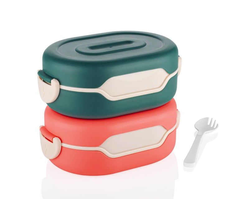 OLMARTT KITCHENWARE Insulation 2 Compartment Lunch Boxes Leak Proof Reusable Freezer Safe Lunch Box for Kids Tiffin Box for Boys, Girls, School & Office Men. Pack of 1 Multicolor - Image 4