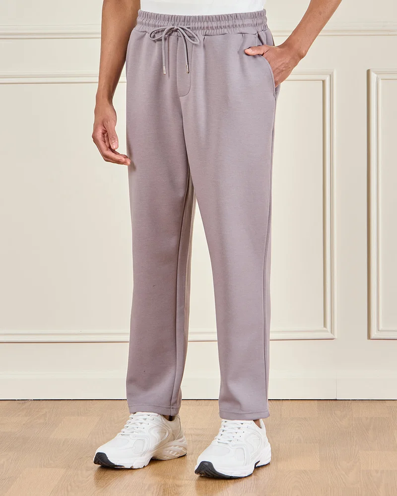 ردتاغ Men Plain Grey Signature Printed Track Pants