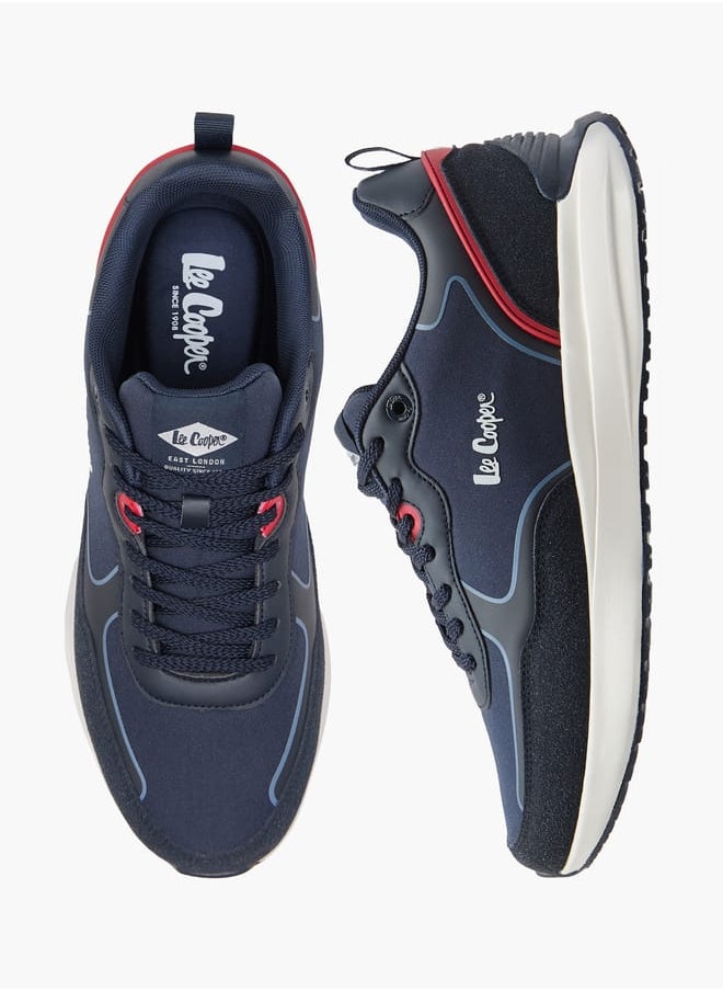 Lee Cooper Men's Logo Detail Sneakers with Lace-Up Closure  - Image 1