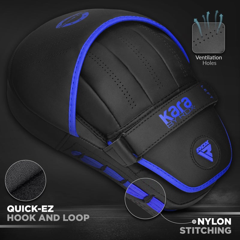 RDX Boxing Pads Curved Focus Mitts, Maya Hide Leather Kara Hook and jab Training Pads, Adjustable Strap Ventilated, MMA Muay Thai Kickboxing Coaching Martial Arts Punching Hand Target Strike Shield - Image 3