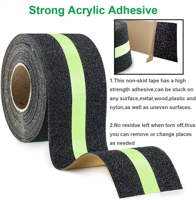Slyford Anti-Slip Safety Grip Tape, Non-Slip Grip Adhesive Tape to Indoor or Outdoor Stair, Green Glowing in The Dark Non Skid Stage Safety Tape, Easy Apply & Remove (50MM x 5 Meter) - Image 3