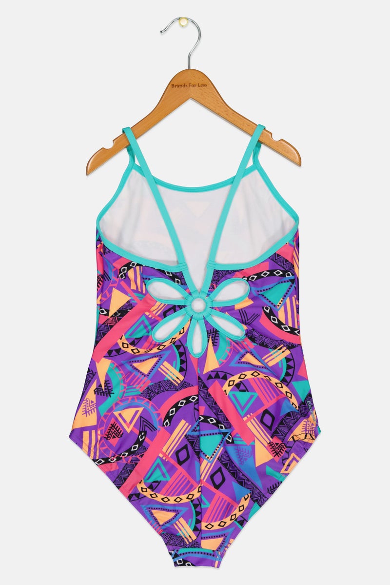 ZOGGS Kids Girl Allover Print One Piece Swimsuit, Multicolor - Image 3