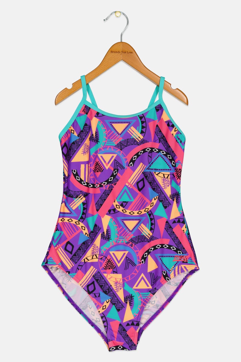 ZOGGS Kids Girl Allover Print One Piece Swimsuit, Multicolor - Image 2