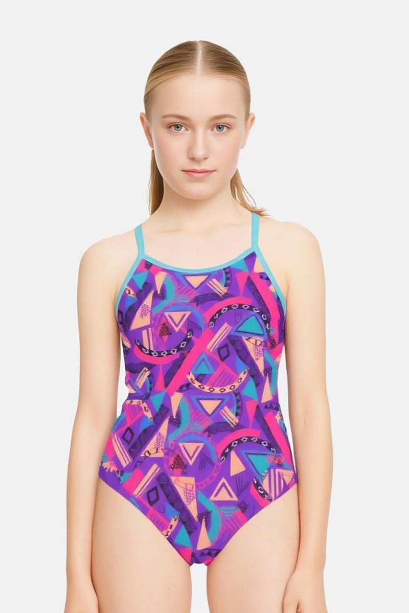ZOGGS Kids Girl Allover Print One Piece Swimsuit, Multicolor - Image 1