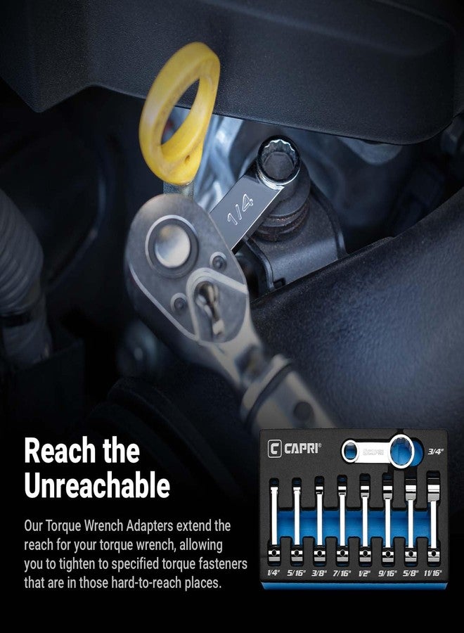 Capri Tools 3/8 in. Drive Torque Adapter Set, 12-Point Box End, 1/4 to 3/4 in., SAE, 9-Piece with Mechanic's Tray - Image 2