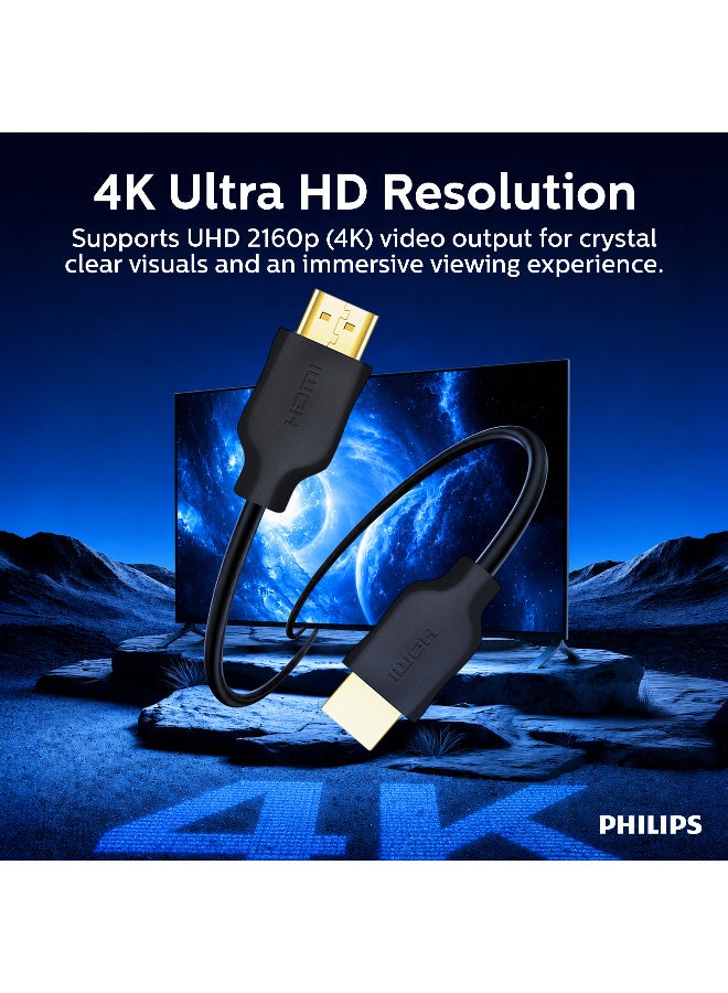 Philips High-Speed HDMI 2.0 Cable with Ethernet (4K UHD @ 60Hz, 18Gbps, Gold-Plated, 5 Meter) – Black black - Image 5