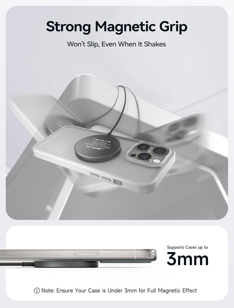 jsaux Magnetic Wireless Charger for MagSafe, 15W Fast Charging Mag Charger Pad with Dual Charging Ports, 7.5W Max Compatible with iPhone 17/17e/16 Pro Max/iPhone 16 15 Plus/14/13, Magsafe Case-Black - Image 4