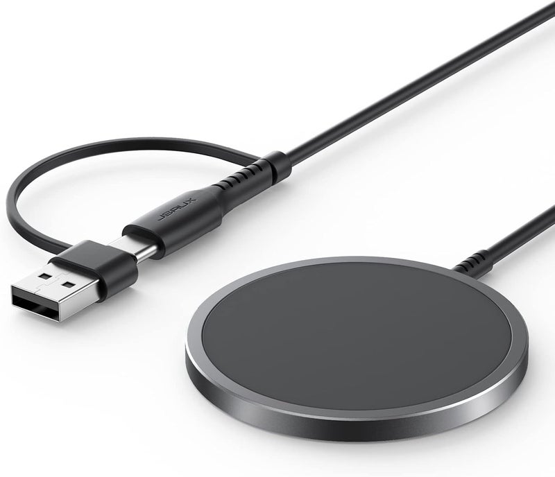 jsaux Magnetic Wireless Charger for MagSafe, 15W Fast Charging Mag Charger Pad with Dual Charging Ports, 7.5W Max Compatible with iPhone 17/17e/16 Pro Max/iPhone 16 15 Plus/14/13, Magsafe Case-Black - Image 1