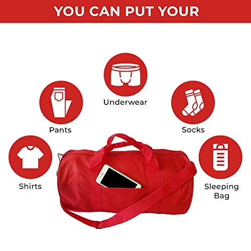 ImpecGear Round Duffel Team Sports Equipment Bags, Travel Gym Fitness Bag. (Red) Small, Medium - Image 4