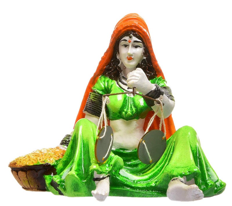 Karigaari India Handcrafted Rajasthani Couple Making Pottery & Taraju Showpiece for Home Decor - Image 4