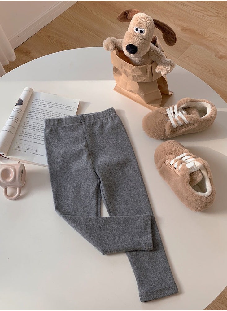 Loquat - Kids Solid Color Thermal Underwear Pants Cotton Soft Long Johns Base Layer Bottom Children's Pajama Pants Gray - Image 1