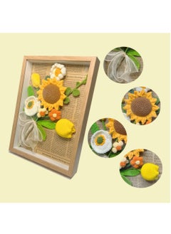 KASTWAVE Handmade Preserved Crochet Sunflower with Photo Frame - Artificial Hand-Knitted Sunflower Roses Bouquet Wall Decor Gift for Her Birthday Gifts for Women, Mothers Day Sunflower Gifts for Mom  - Image 4