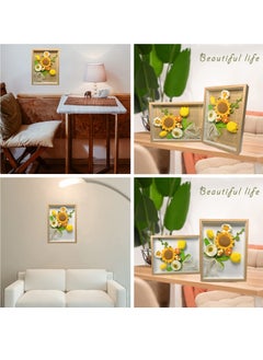 KASTWAVE Handmade Preserved Crochet Sunflower with Photo Frame - Artificial Hand-Knitted Sunflower Roses Bouquet Wall Decor Gift for Her Birthday Gifts for Women, Mothers Day Sunflower Gifts for Mom  - Image 3