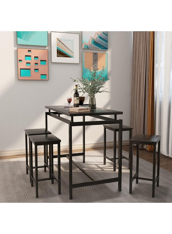 ليون هوم ترابيزه بار بالكراسي خشب * معدن  60x120x90 سم-اسود  - Image 1