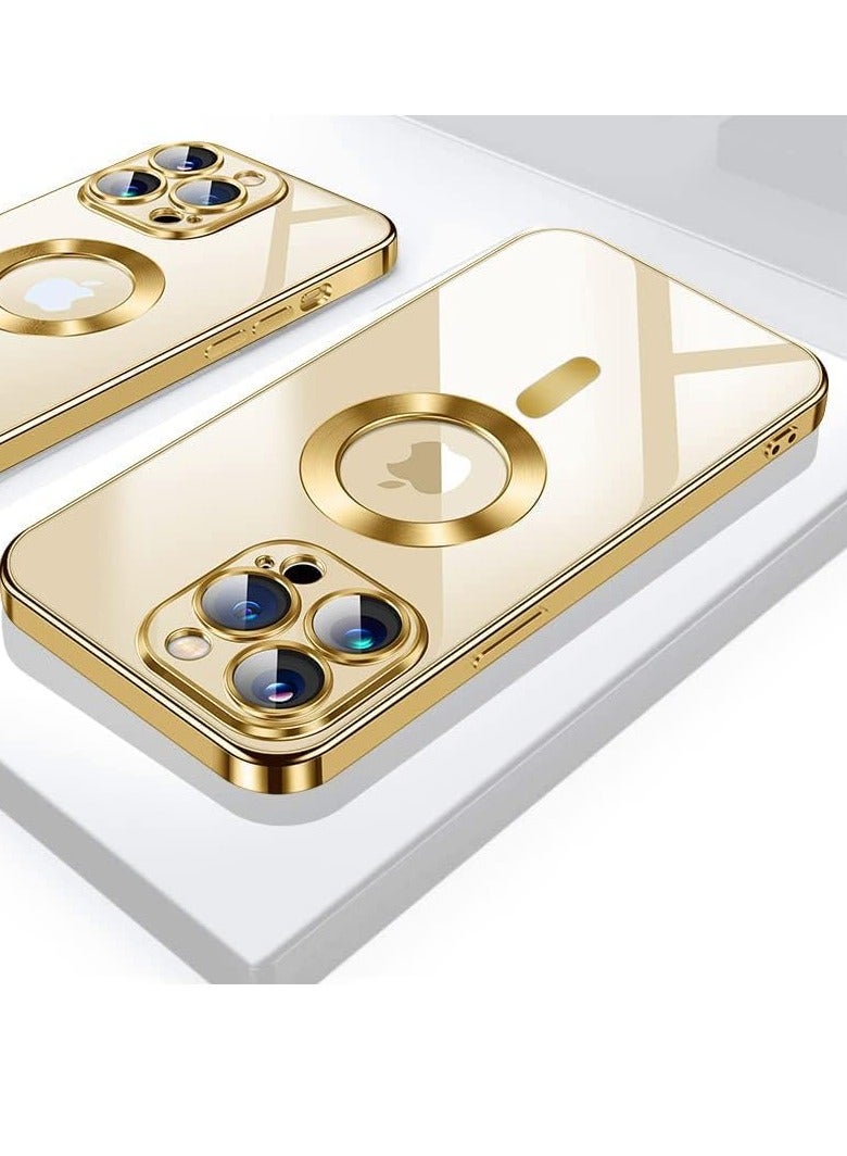 ten.tech Transparent Magnetic Protection Cover Compatible with MagSafe for iPhone 11 Pro Max Mobile Phone, Anti-Shock and Anti-Scratches, and Camera Lens Protector (golden) by Tin Tech  - Image 1