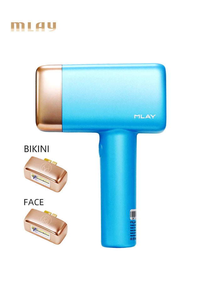 MLAY Newest T14 Home Hair Removal Device With Bikini And Face Lamp Painless 3℃ Cold Compress 500000 Pulses 5-Levels Laser Sky Blue - Image 1