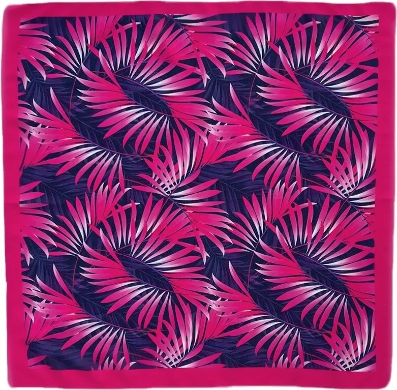 ريتنيس Women's Fuchsia Navy Blue Leaf Patterned Bandana
