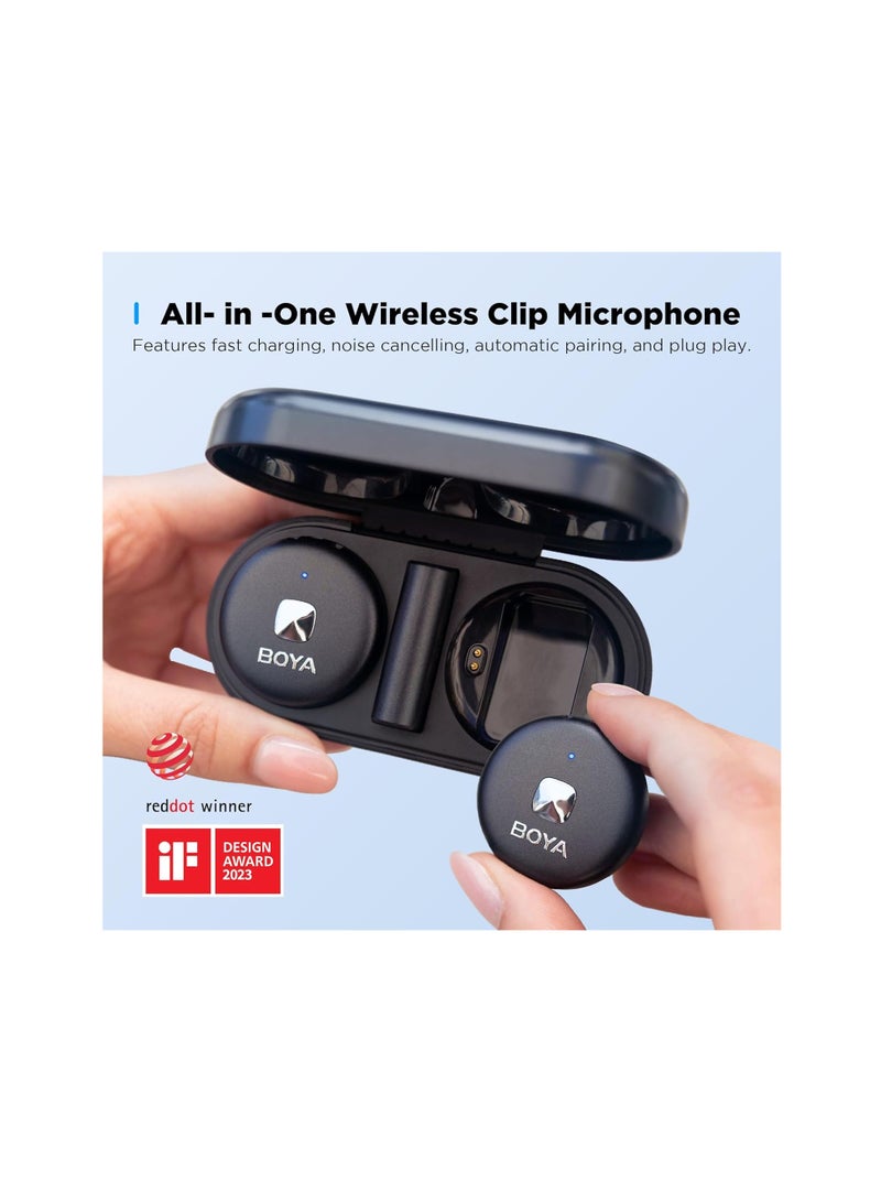 بويا ميكروفون لافالير لاسلكي من اوميك دي لايفون وايباد، ميكروفون بمشبك حزام مغناطيسي مع حافظة شحن لاسلكي، تقليل الضوضاء 50 متر لتسجيل الفيديو، أحمر - Image 2