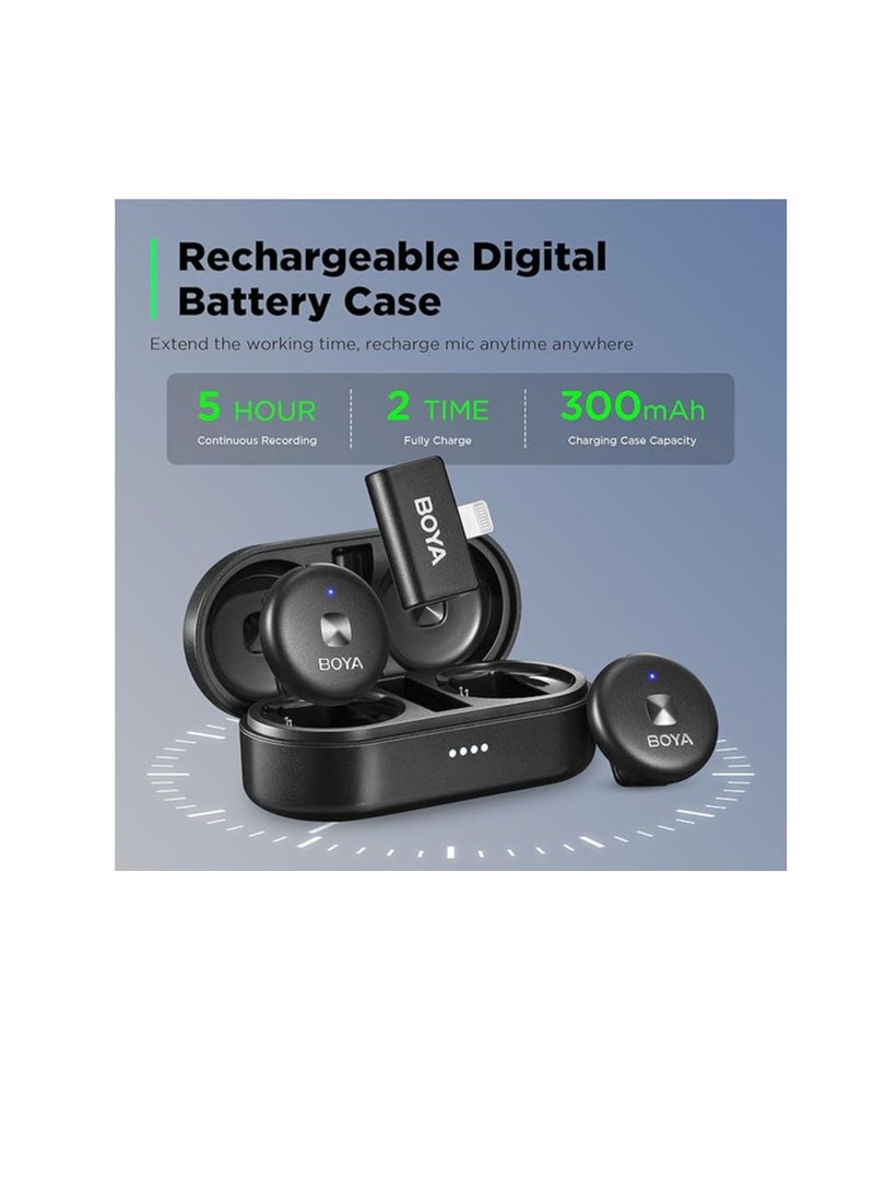 بويا ميكروفون لافالير لاسلكي من اوميك دي لايفون وايباد، ميكروفون بمشبك حزام مغناطيسي مع حافظة شحن لاسلكي، تقليل الضوضاء 50 متر لتسجيل الفيديو، أحمر - Image 3