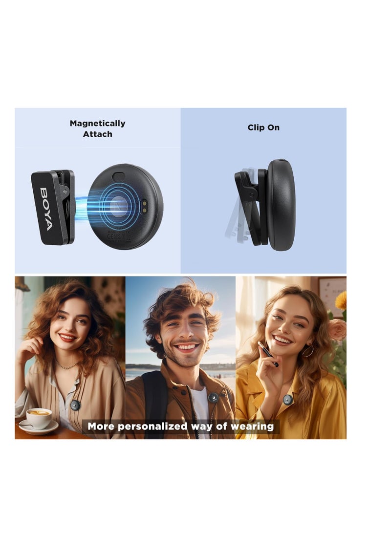 بويا ميكروفون لافالير لاسلكي من اوميك دي لايفون وايباد، ميكروفون بمشبك حزام مغناطيسي مع حافظة شحن لاسلكي، تقليل الضوضاء 50 متر لتسجيل الفيديو، أحمر - Image 5