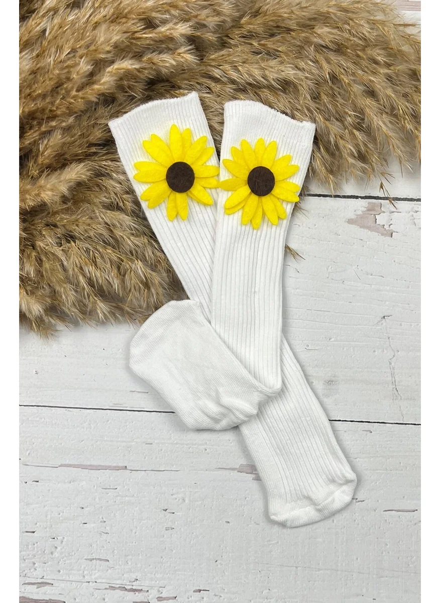 Ada Bebek Çocuk Ada Baby Kid Adabebek Baby Girl Floral Knee Socks