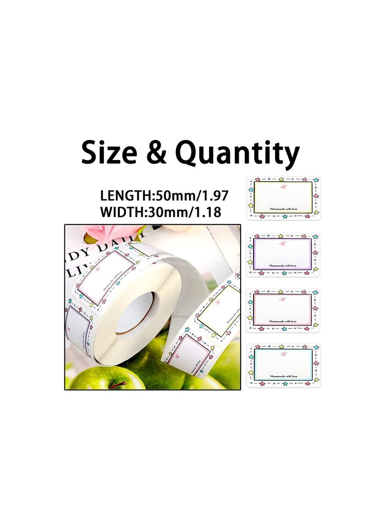 Zikra Labels for Jars, Food Freezer Labels Self Adhesive Jam Jar Labels 50x30mm Sticky Labels Jar Stickers Labels for Kitchen Food Bottle Jams Containers, Food Bottle Labels(1 Roll/250pcs)(2 Pack) - Image 2