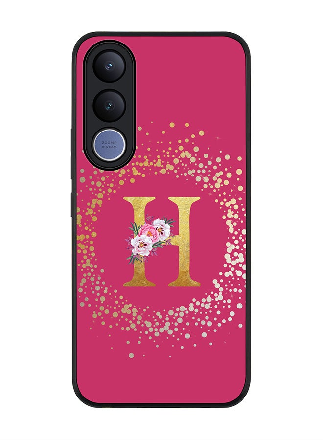 Stylizedd For vivo V70 FE Case,Slim fit Camera Protection, Shockproof Thin Phone cover  - Custom Monogram Floral - H ( Deep Pink ) - Image 1