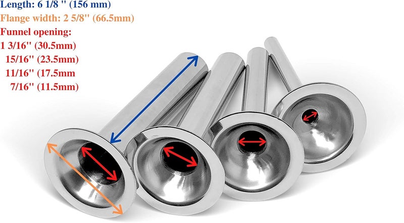 Tesor #8 Stainless Steel Sausage Stuffing Tubes for Meat Grinder (Set of 4) - Image 3