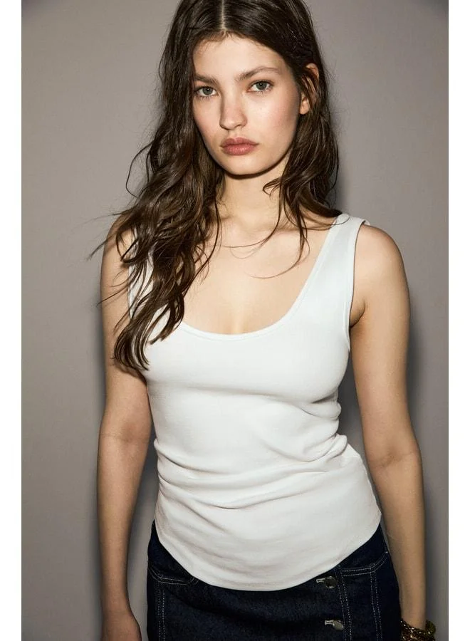Ethiquet ORYA Women's Organic Cotton Soft and Stretch Fabric V-Neck White Tank Top.
