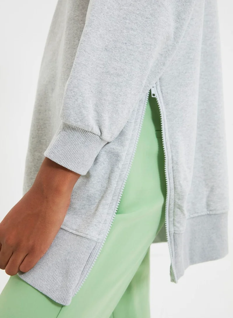 trendyol Zip Detail Knitted Sweatshirt