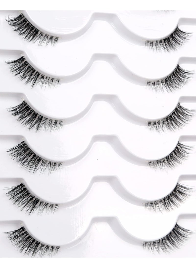 KHAJUL 10 Pairs Half Lashes With Clear Band Cat-Eye Eyelashes Fluffy Wispy False Eyelashes Natural Look Handmade Soft Diy Cluster Lashes Pack - Image 3